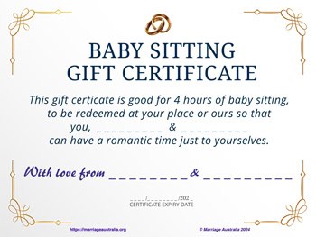 Gift certificate for baby sitting